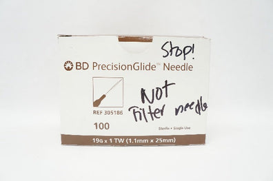 BD 305186 PrecisionGlide Ndle 19G x 1TW - Box of 100